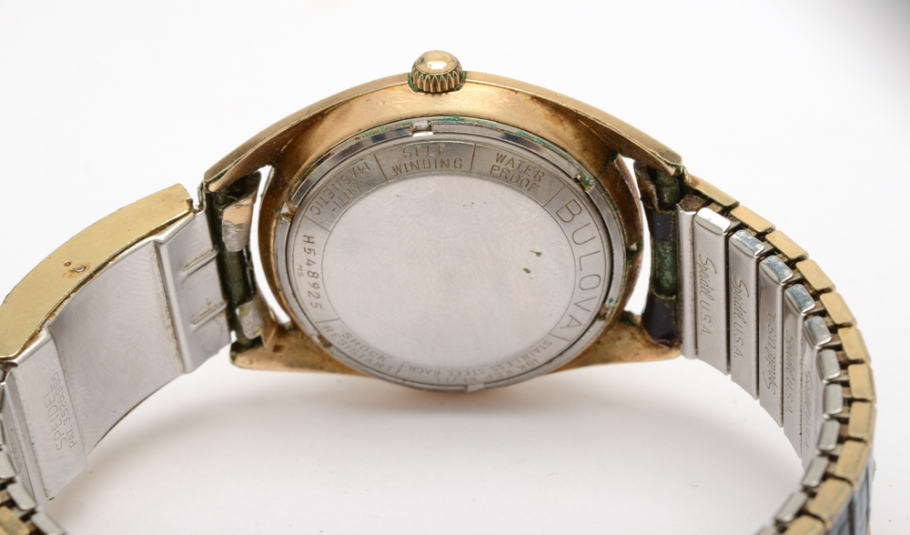 1970s Bulova Self-Winding Watch With Speidel Calendar Watchband