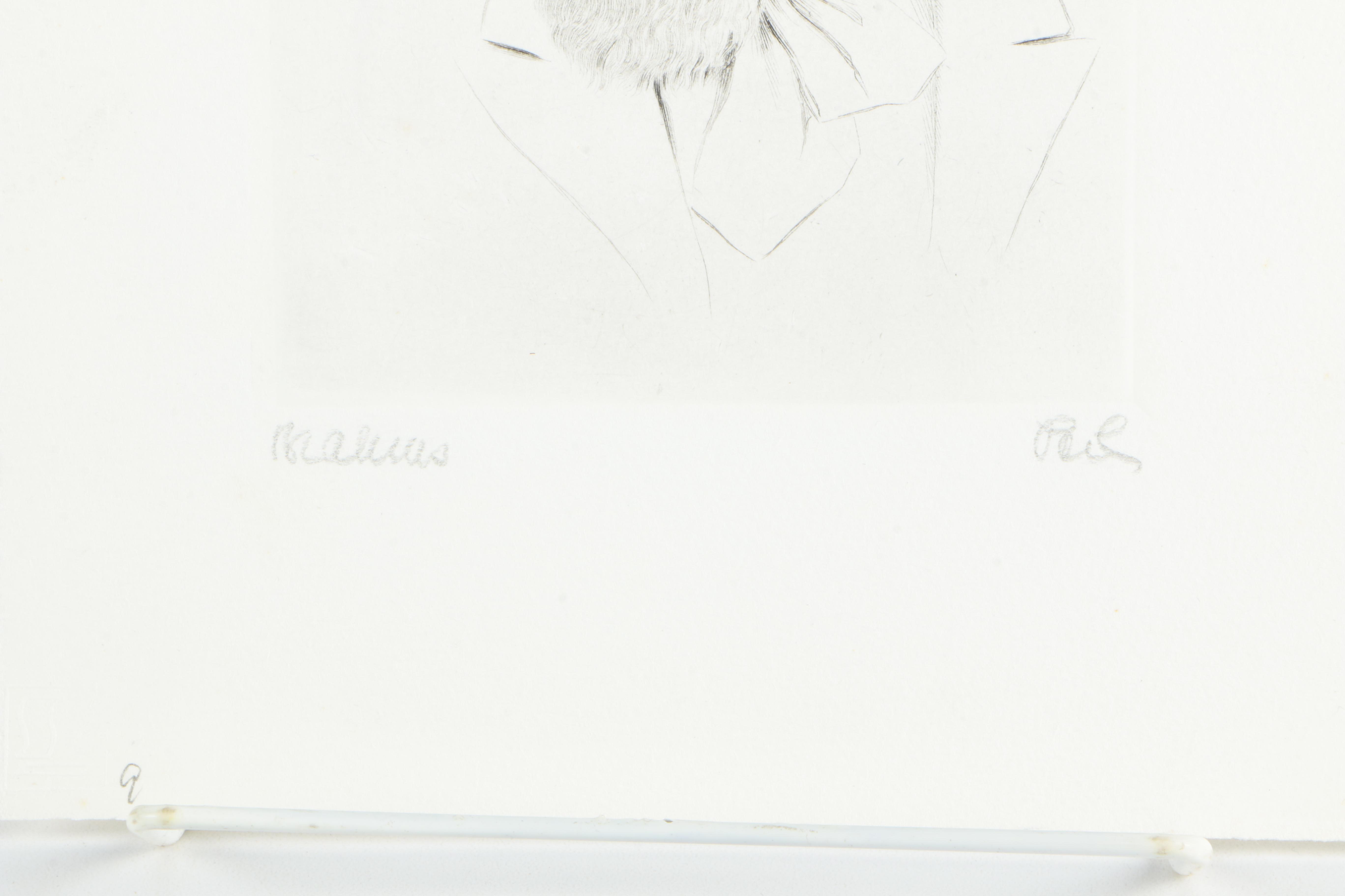 Wilhelm Pech Etchings "Brahms", "Chopin", "Beethoven", and "Mozart"