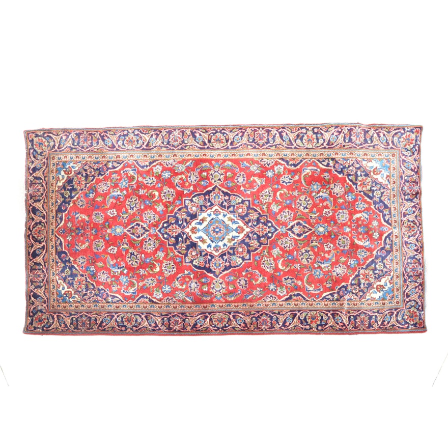 Hand-Knotted Persian Kashan Area Rug