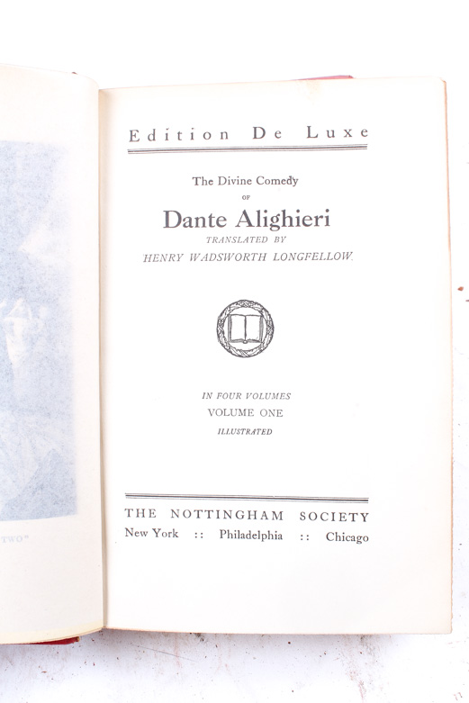 Four Volume Set of "The Divine Comedy" By Dante