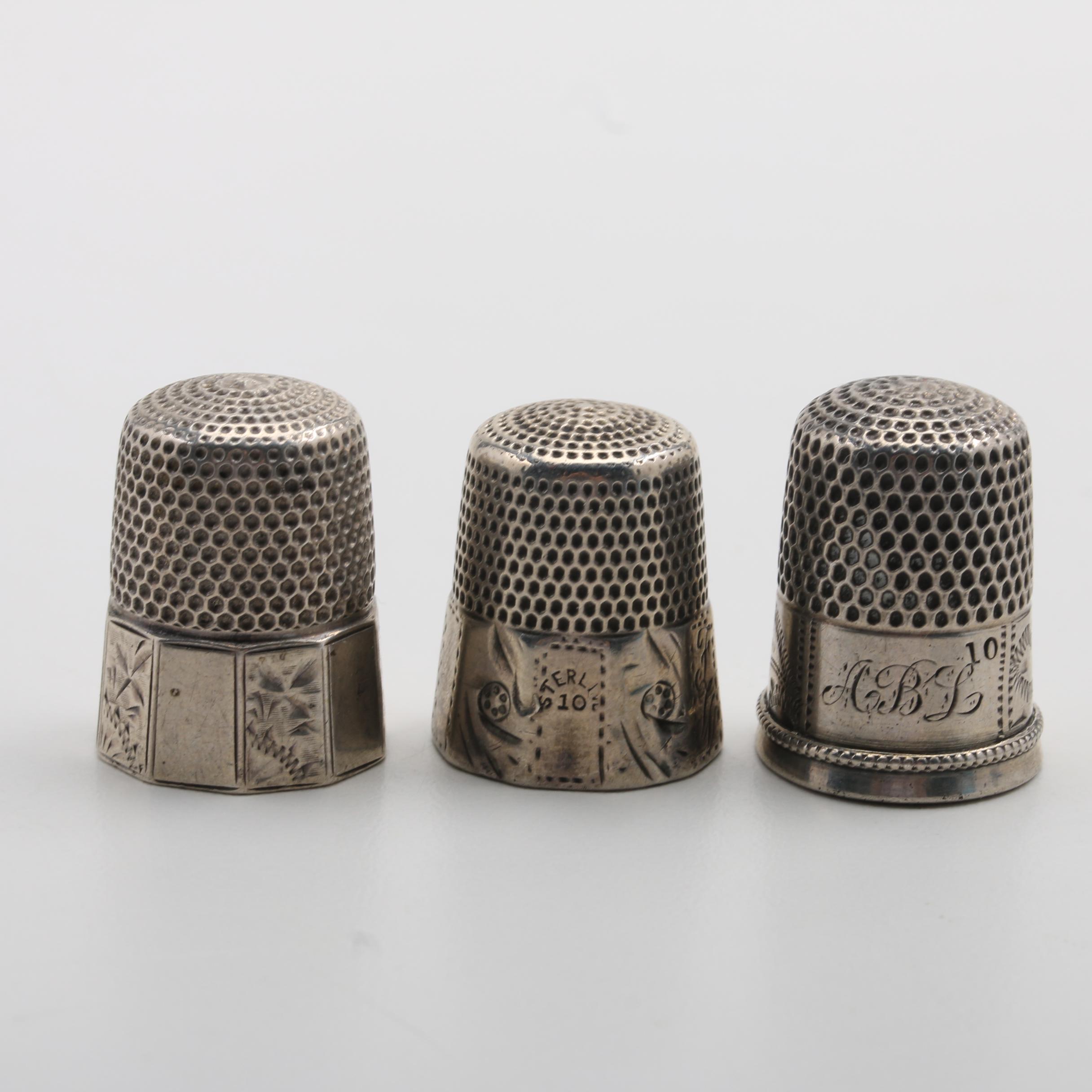Eight Sterling Silver Thimbles