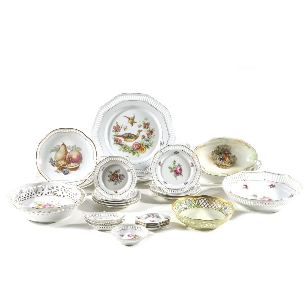 Plethora of Pierced Porcelain Plates and Bowls from Schumann