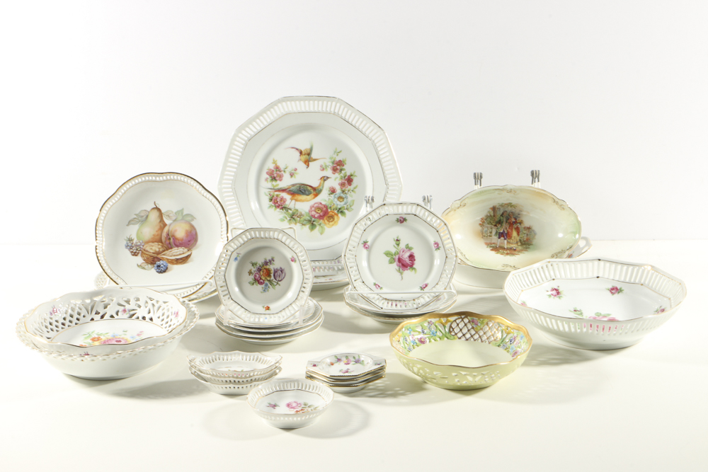 Plethora of Pierced Porcelain Plates and Bowls from Schumann
