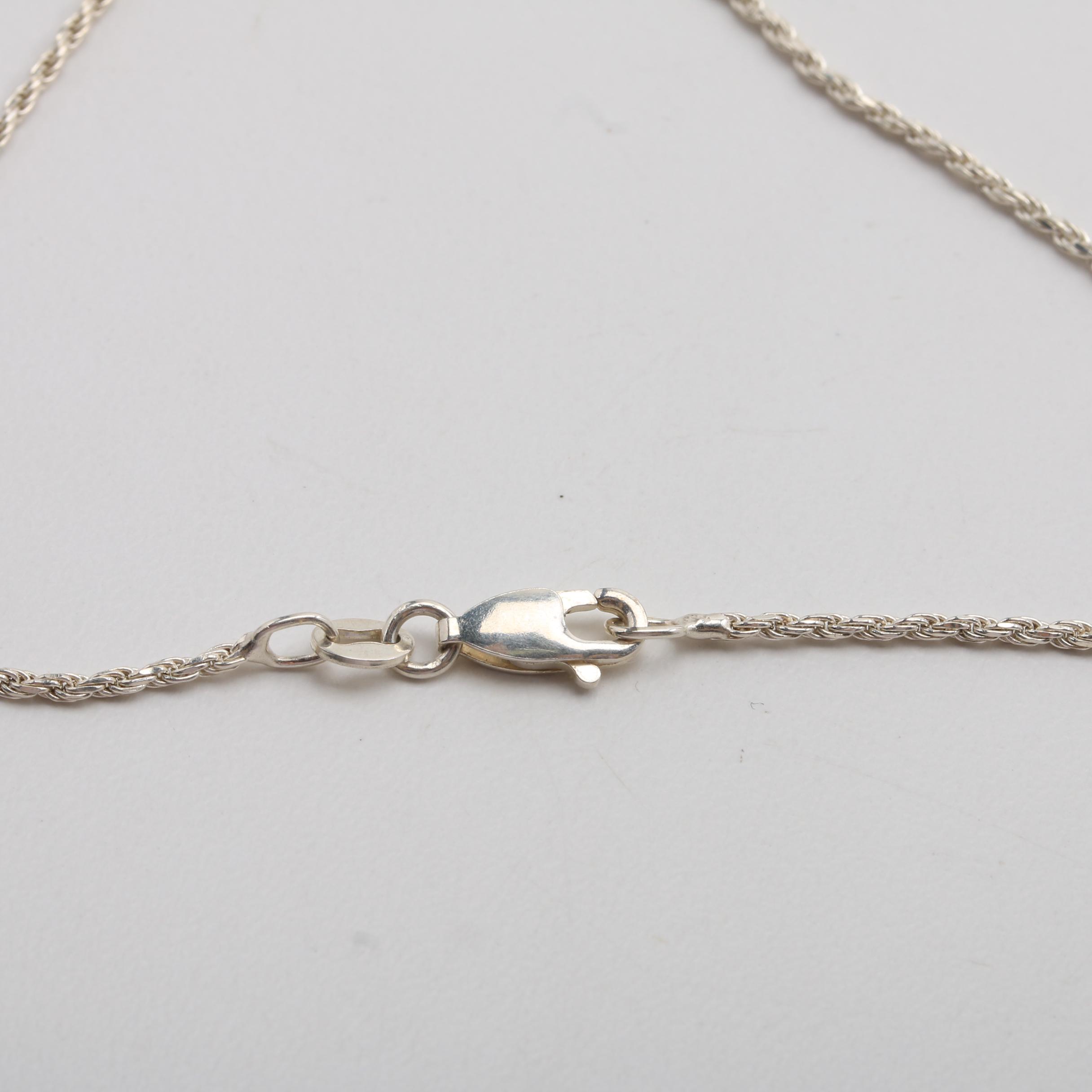 Melvin Thompson Navajo Sterling Silver Oval Pendant Necklace