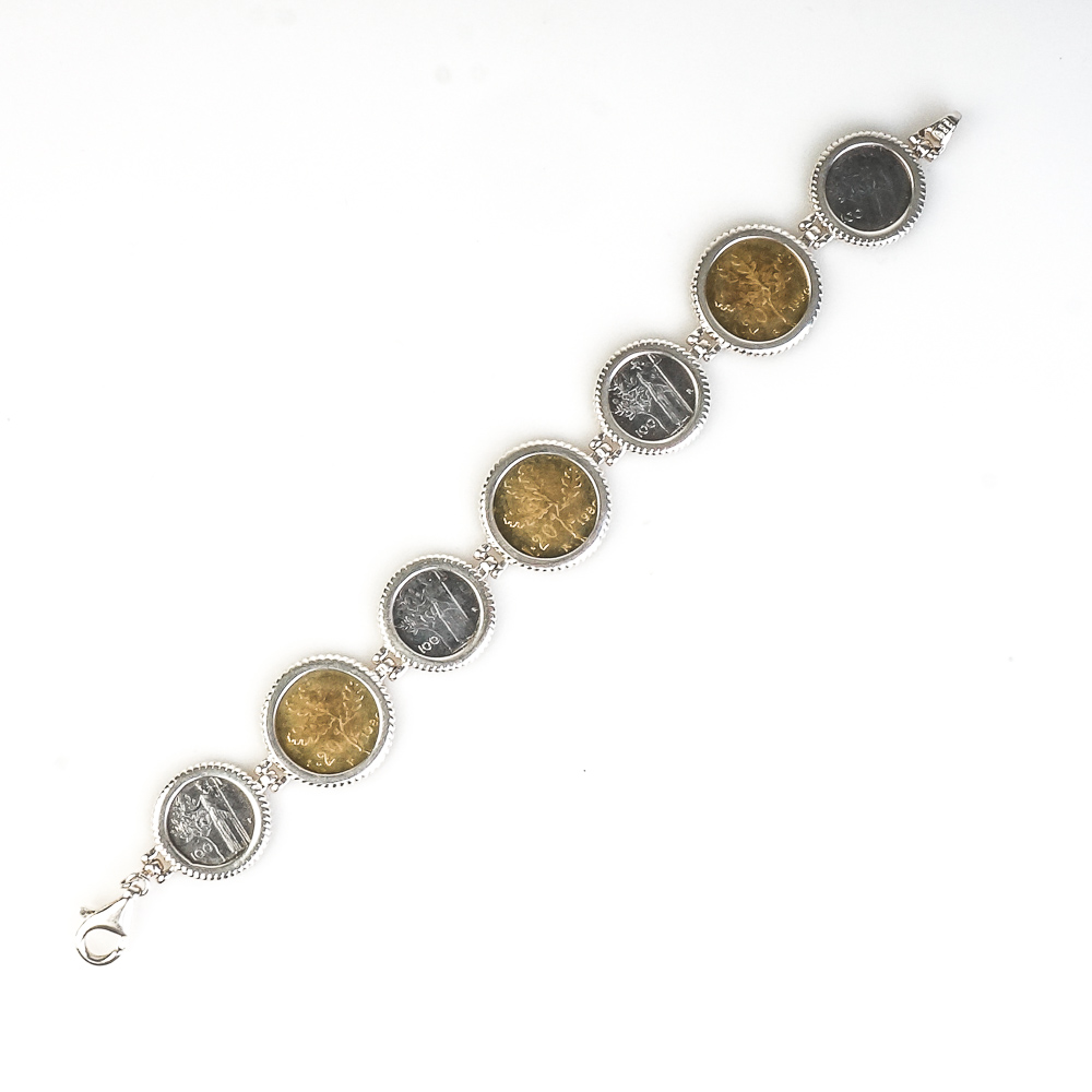 Milor Sterling Silver Italian Lire Coin Bracelet