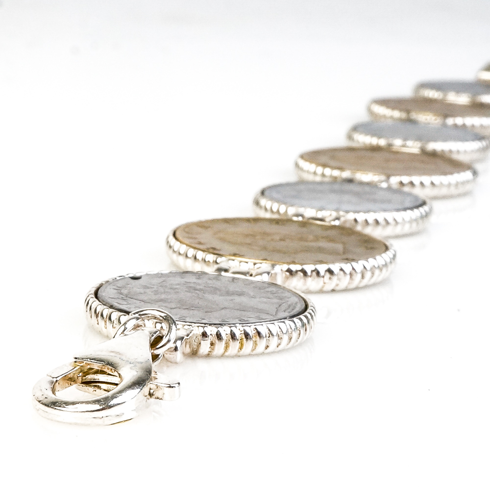 Milor Sterling Silver Italian Lire Coin Bracelet