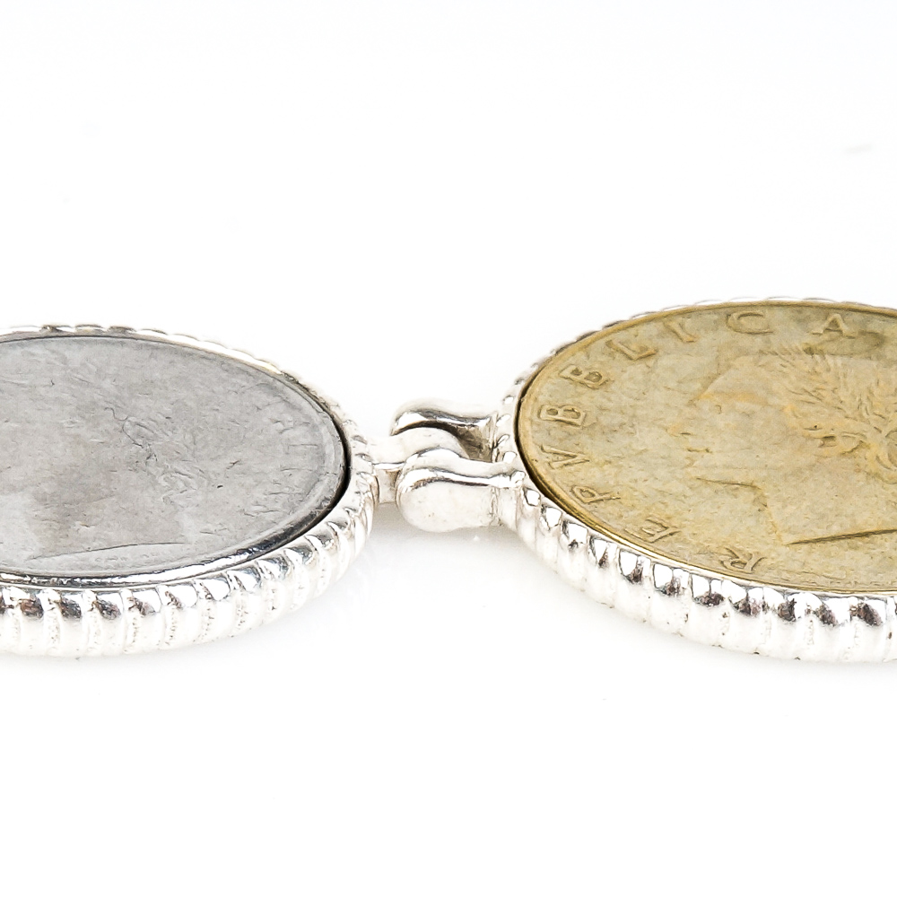 Milor Sterling Silver Italian Lire Coin Bracelet