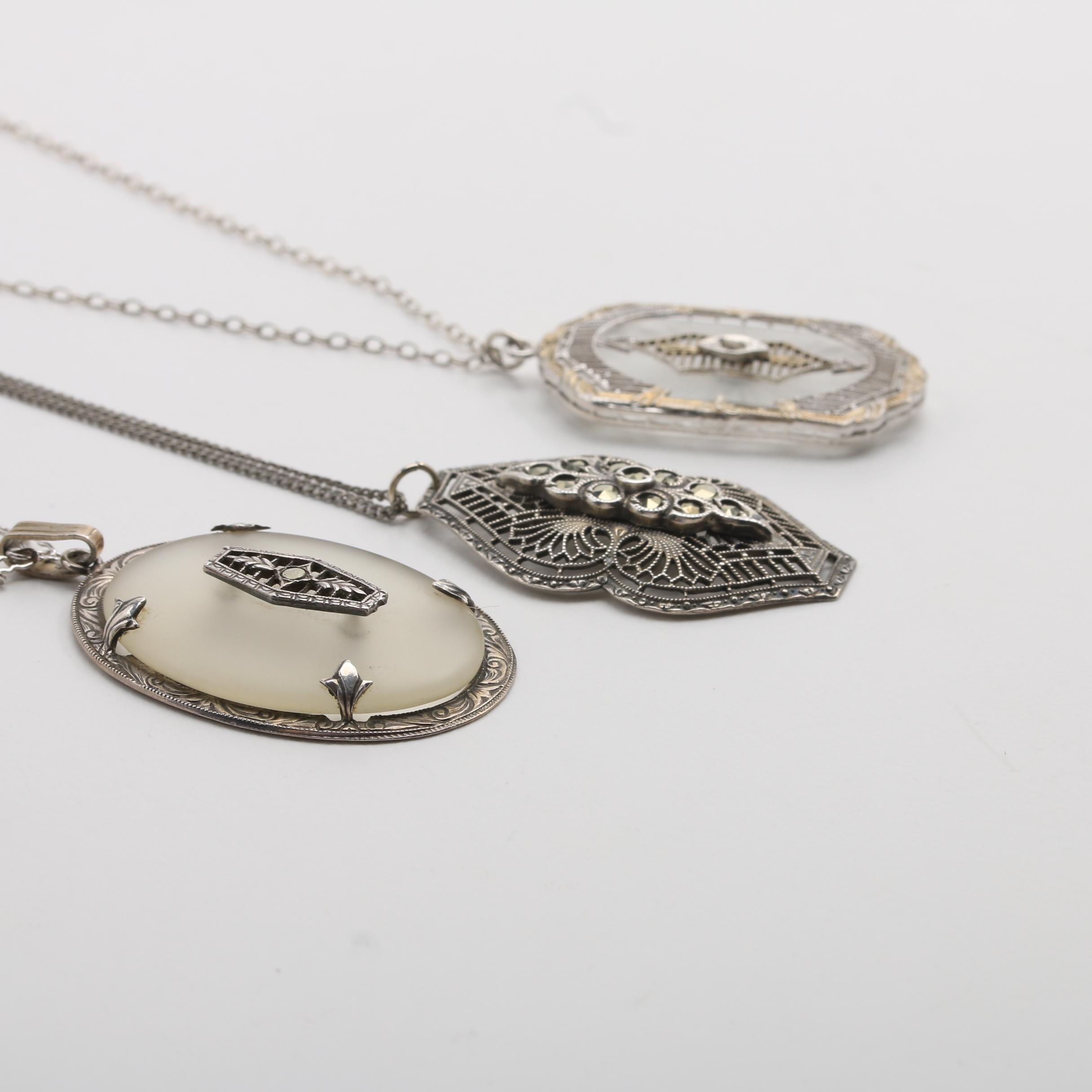 Three Sterling Silver Pendant Necklaces