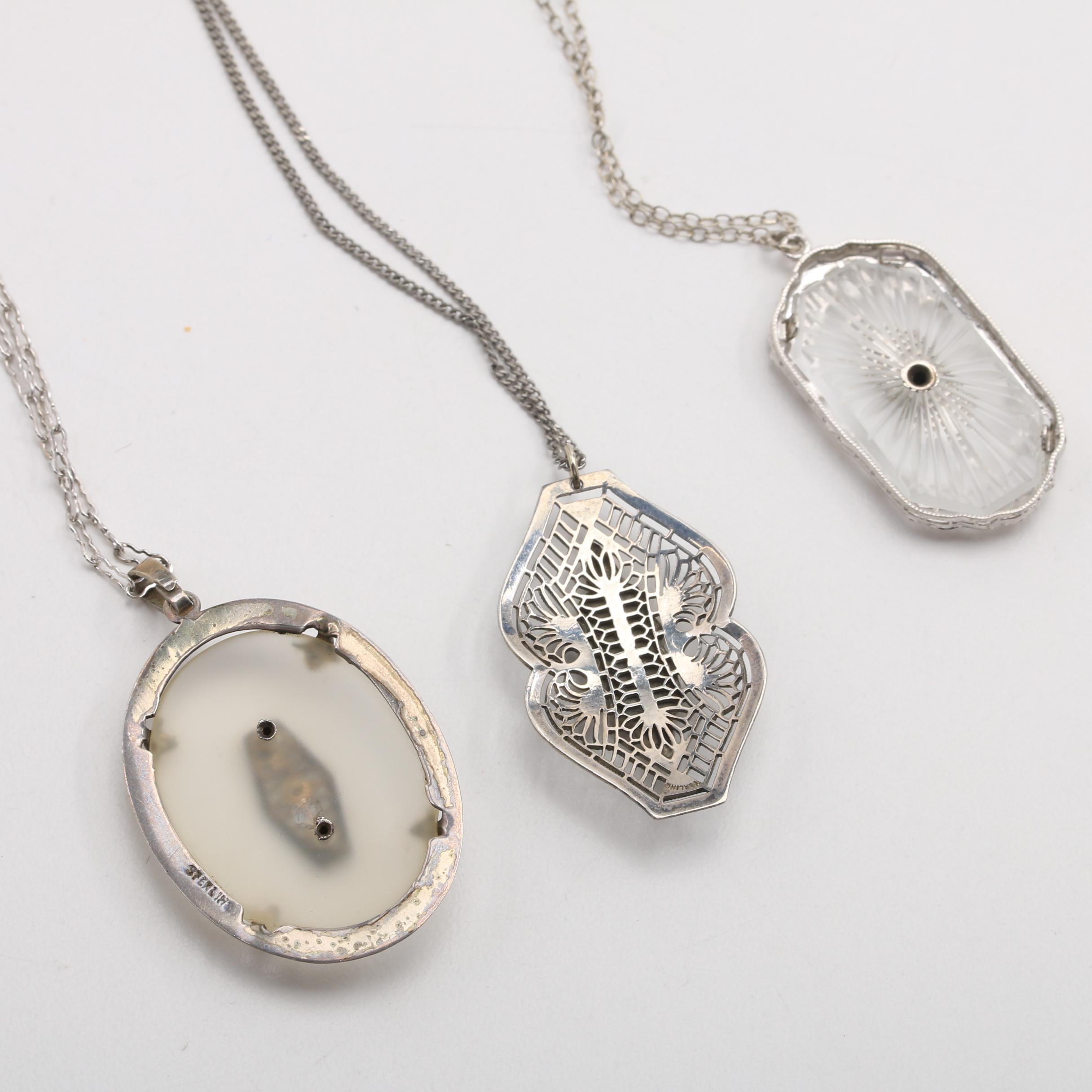 Three Sterling Silver Pendant Necklaces