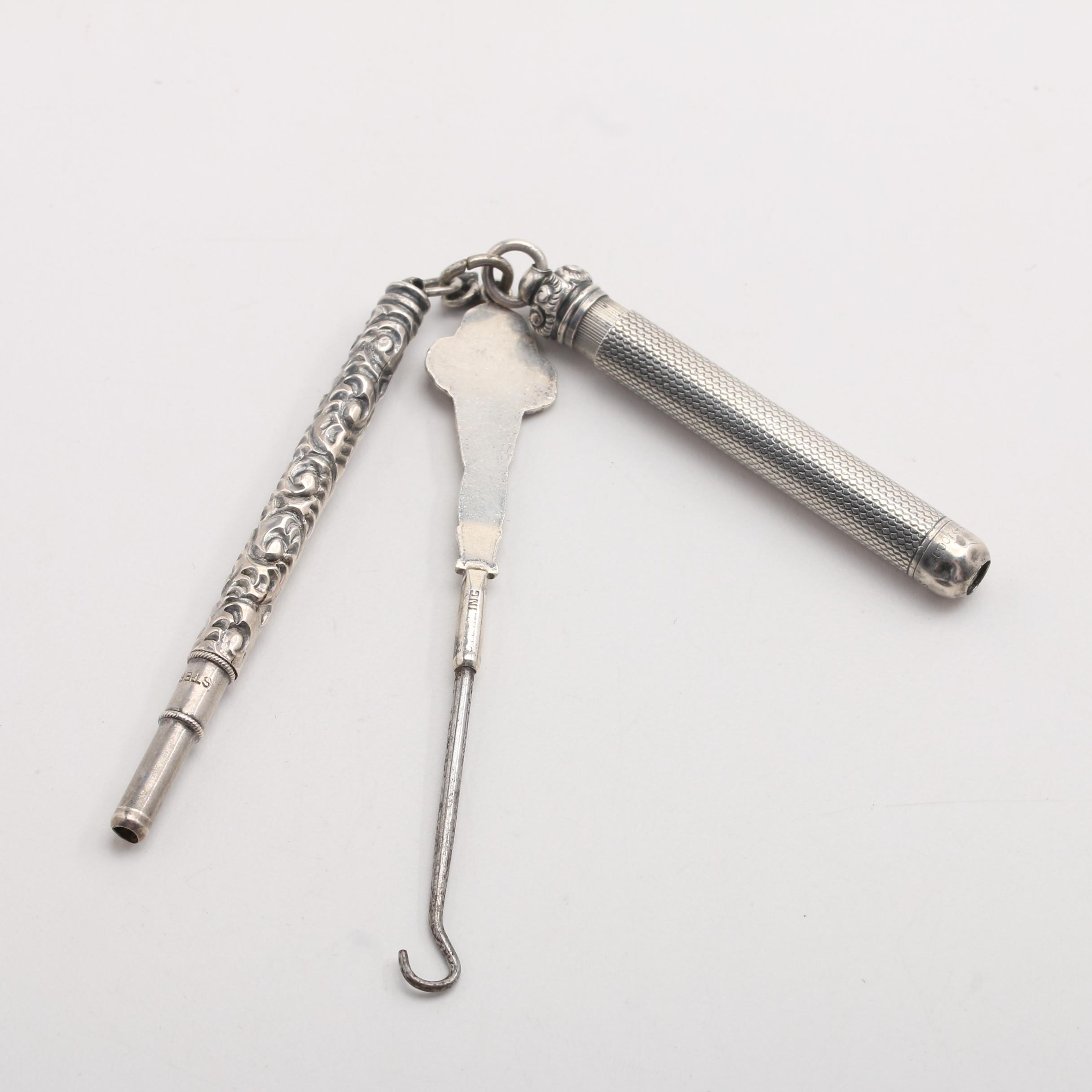 Three Sterling Silver Chatelain Tools