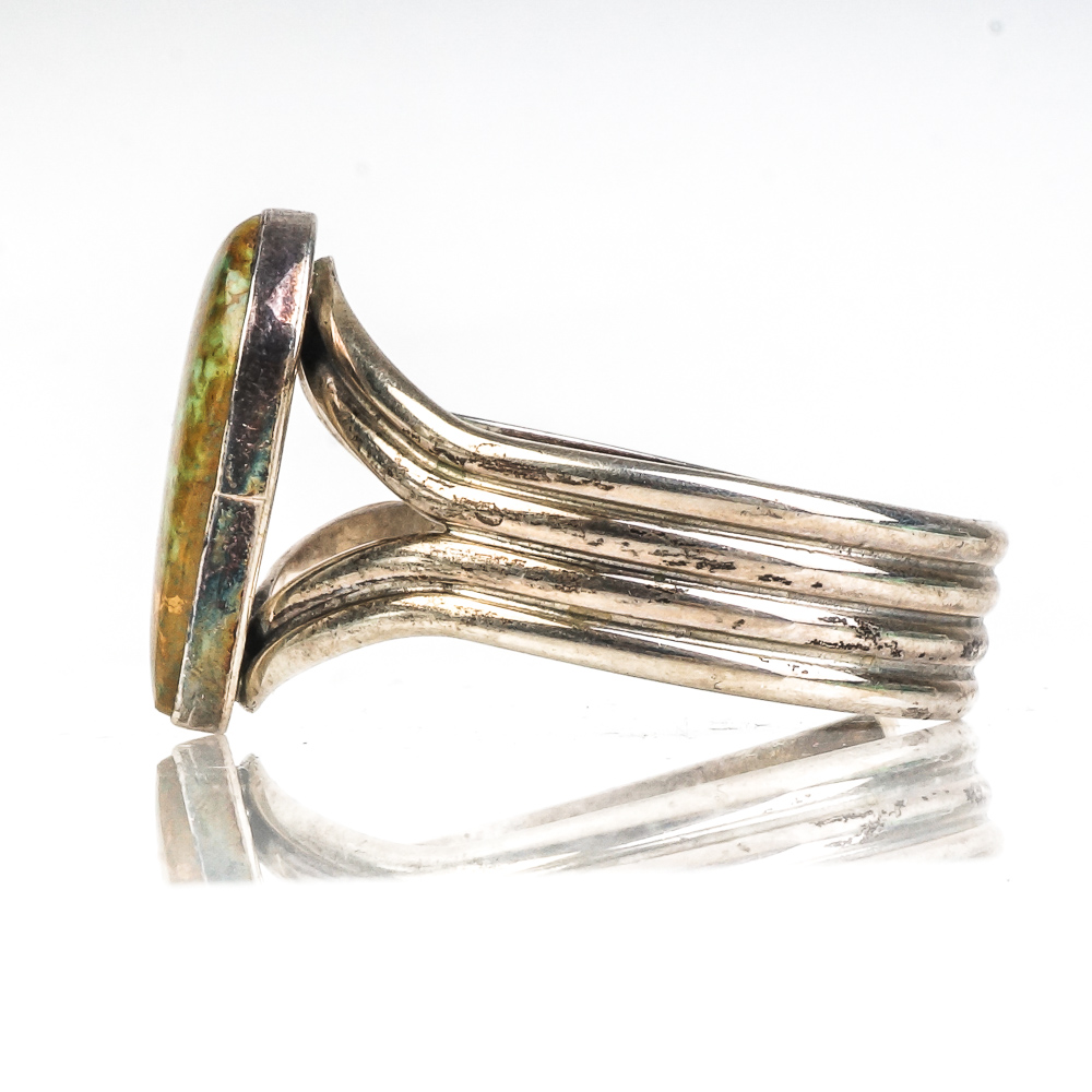 Kathy Yazzie Navajo Sterling Silver and Green Turquoise Split Cuff Bracelet