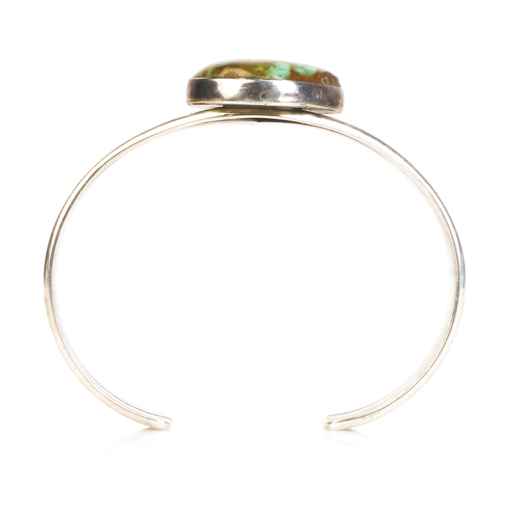 Kathy Yazzie Navajo Sterling Silver and Green Turquoise Split Cuff Bracelet