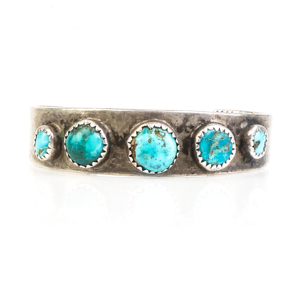 Vintage Native American Style Sterling Silver and Turquoise Cuff Bracelets