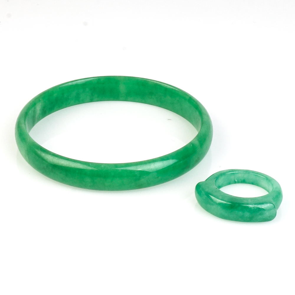 Jadeite Jade Ring and Bangle Bracelet