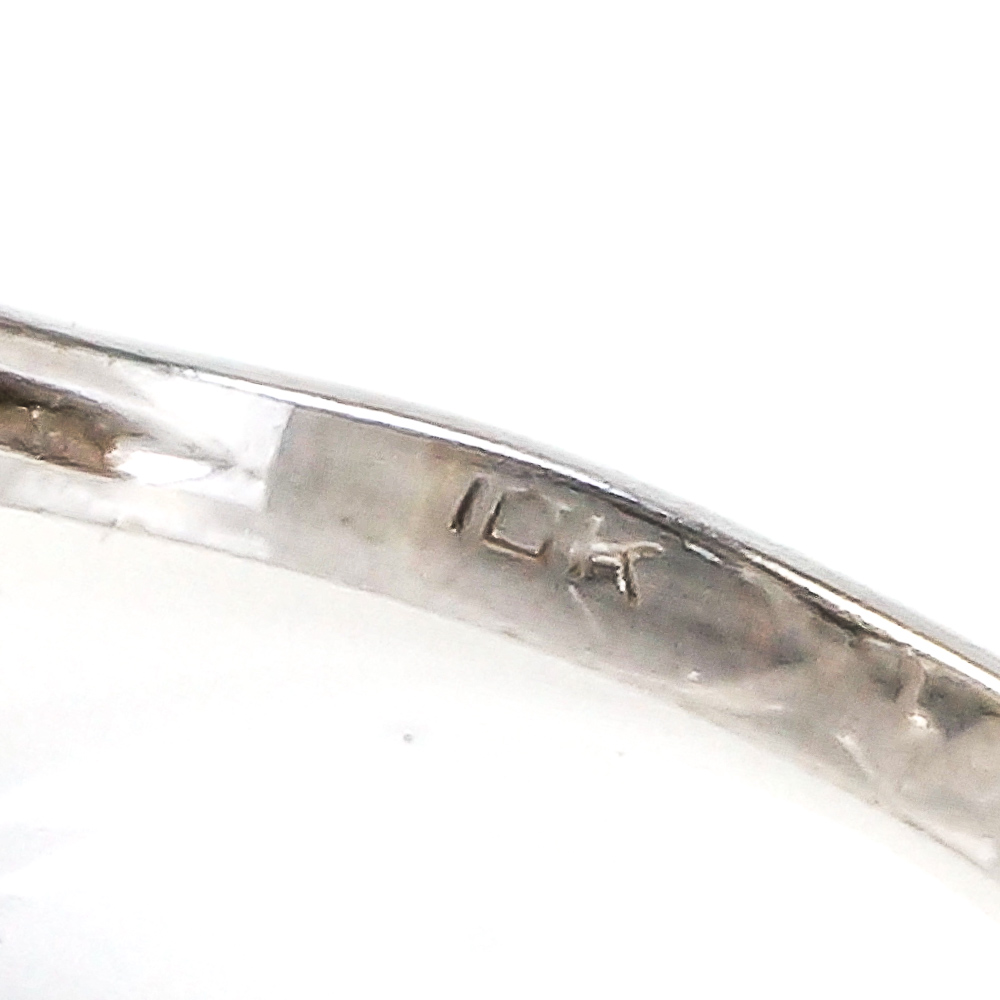 10K White Gold, Twin Faux Pearl, and White Spinel Ring