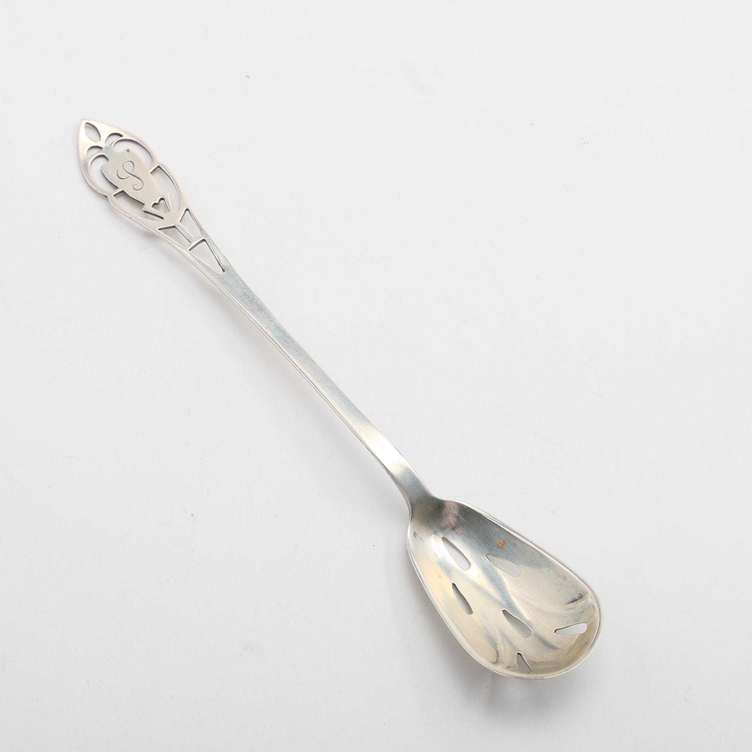 Whiting Mfg. Co. Sterling Tongs and Manchester Silver Co. Slotted Olive Spoon