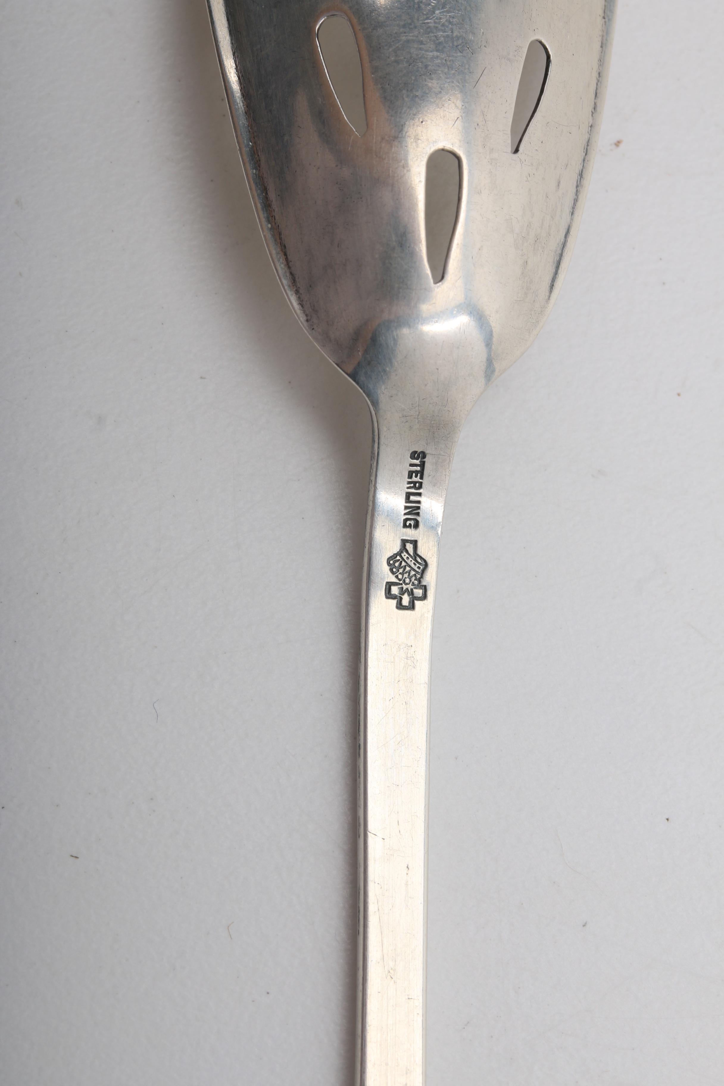Whiting Mfg. Co. Sterling Tongs and Manchester Silver Co. Slotted Olive Spoon