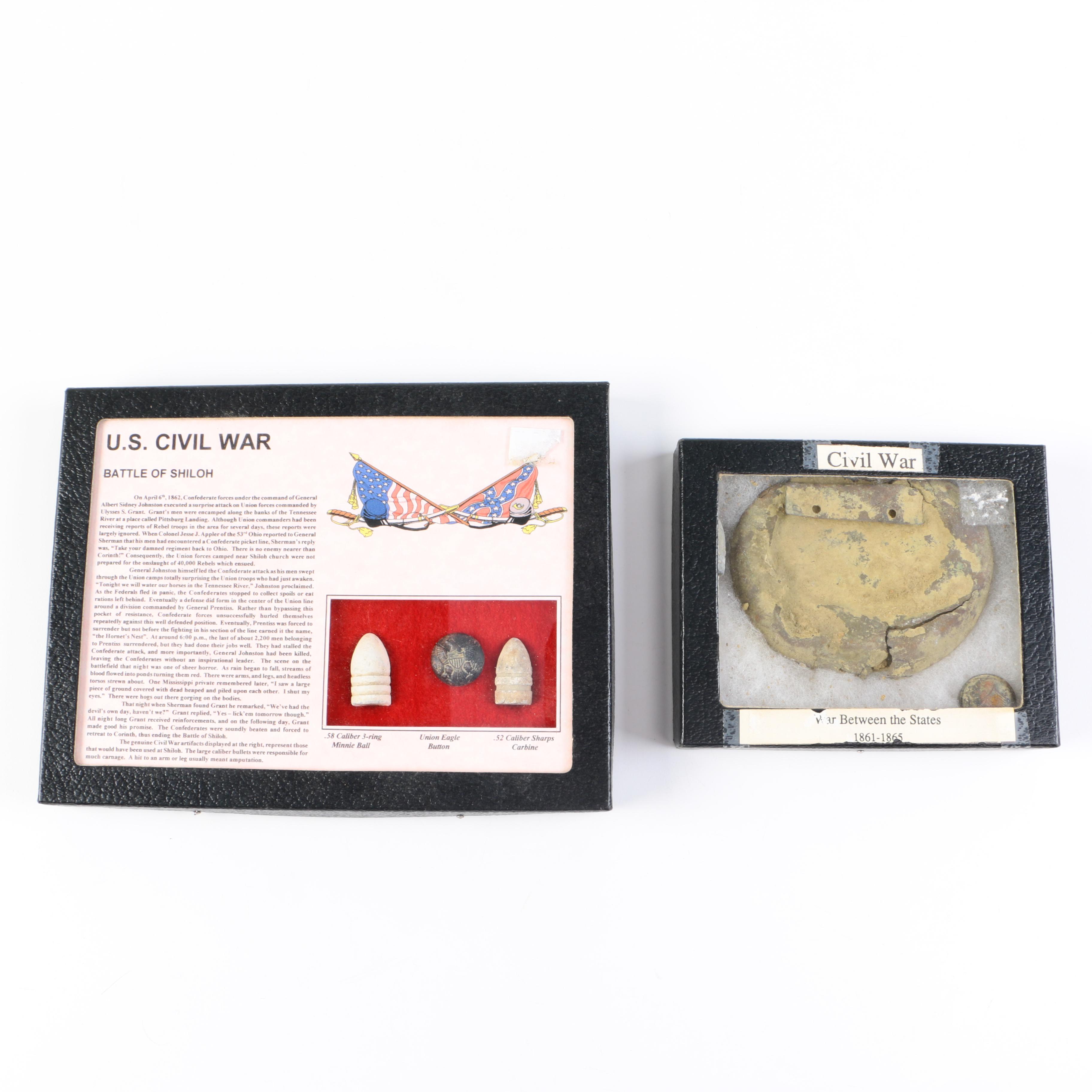 Pair of US Civil War Memento Displays