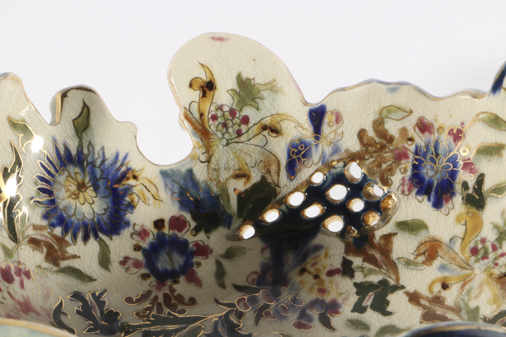 19th-Century Fischer J. Reticulated Centerpiece Bowl