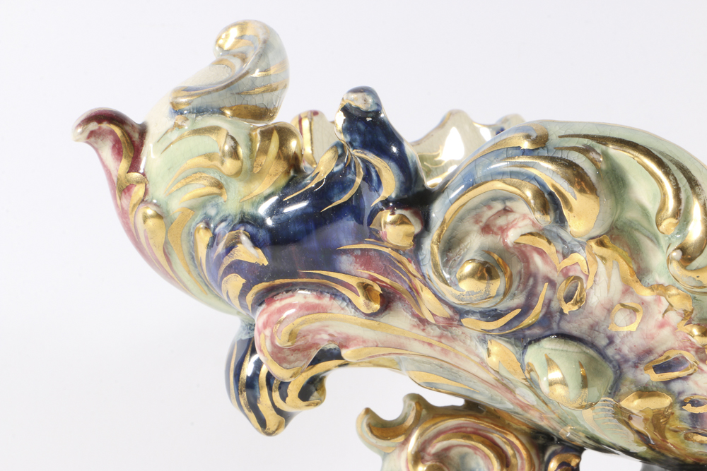 19th-Century Fischer J. Reticulated Centerpiece Bowl