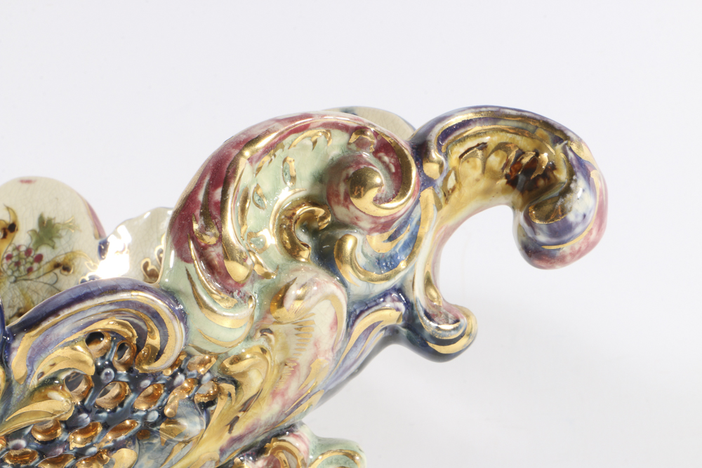 19th-Century Fischer J. Reticulated Centerpiece Bowl