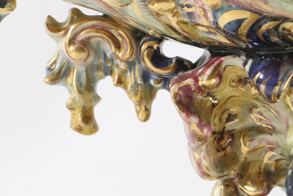 19th-Century Fischer J. Reticulated Centerpiece Bowl