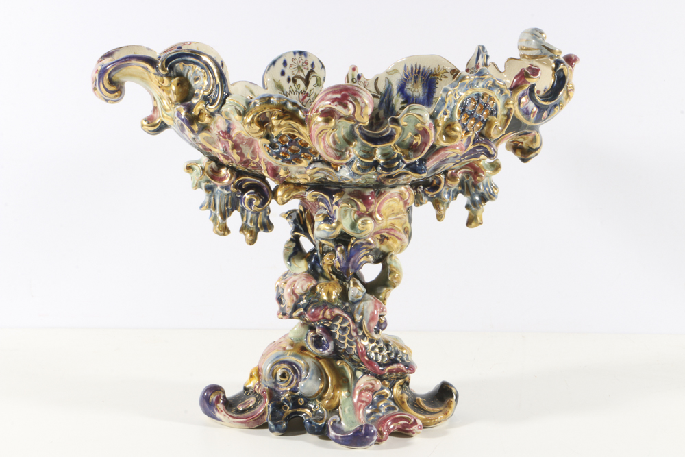 19th-Century Fischer J. Reticulated Centerpiece Bowl