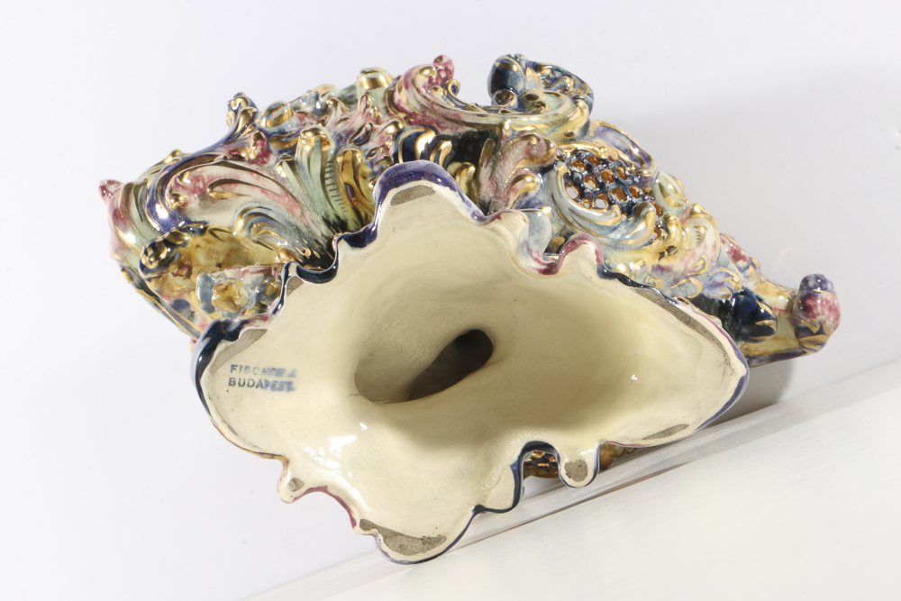 19th-Century Fischer J. Reticulated Centerpiece Bowl