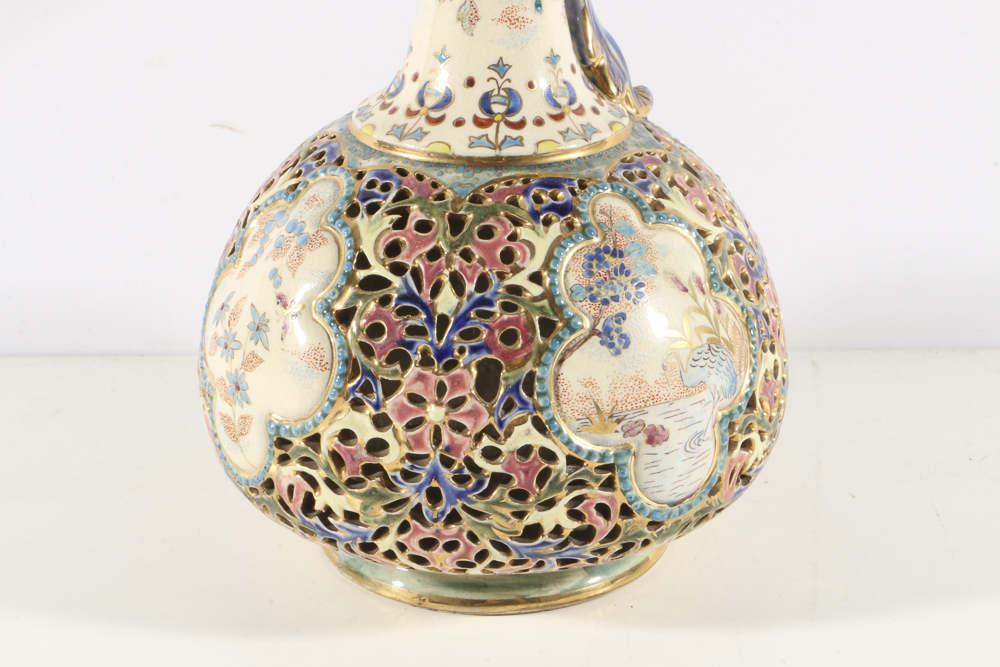 19th-Century Fischer J. Reticulated Ceramic Ewer