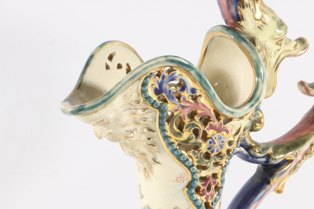 19th-Century Fischer J. Reticulated Ceramic Ewer