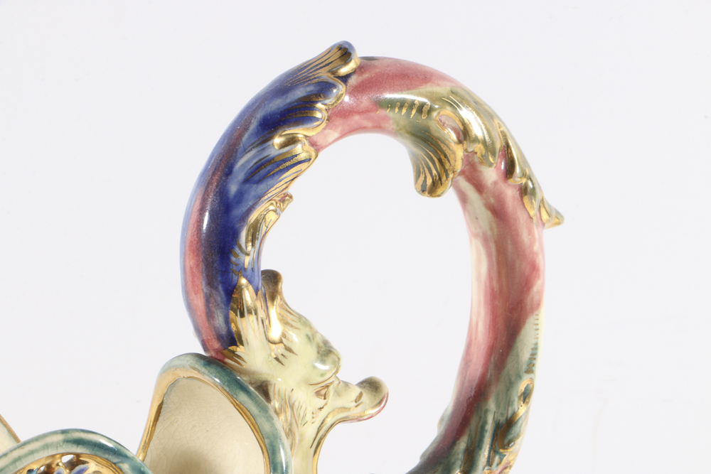 19th-Century Fischer J. Reticulated Ceramic Ewer