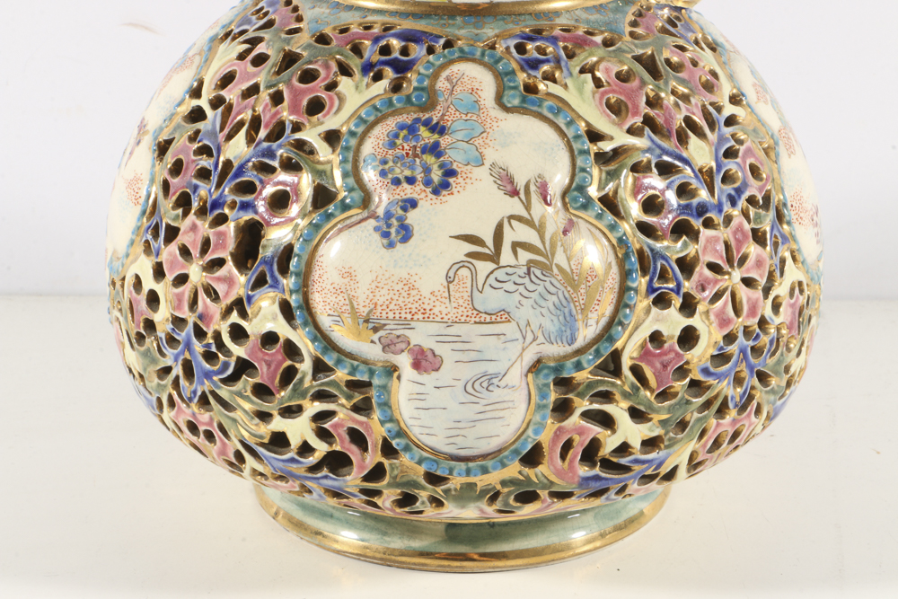 19th-Century Fischer J. Reticulated Ceramic Ewer