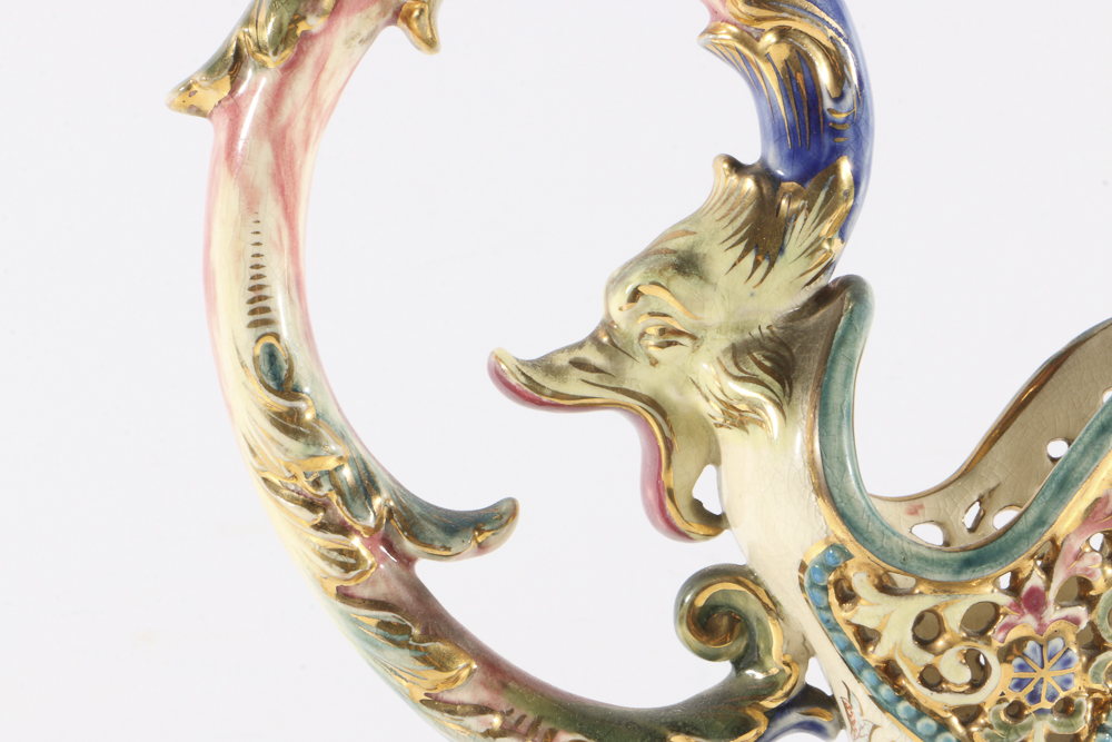 19th-Century Fischer J. Reticulated Ceramic Ewer