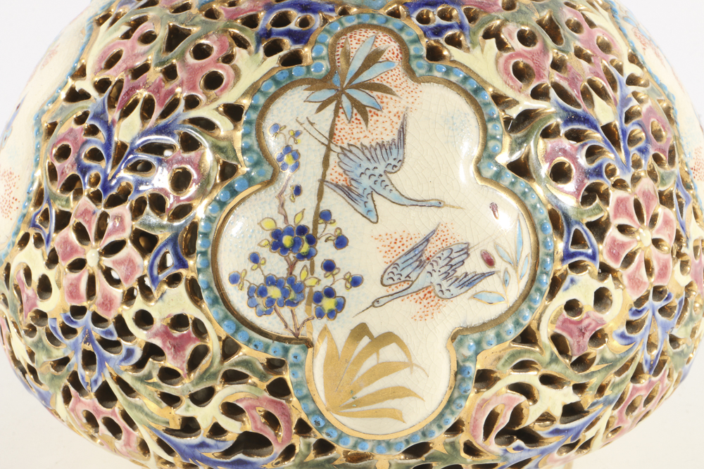 19th-Century Fischer J. Reticulated Ceramic Ewer