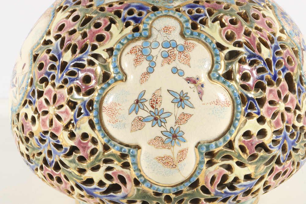 19th-Century Fischer J. Reticulated Ceramic Ewer