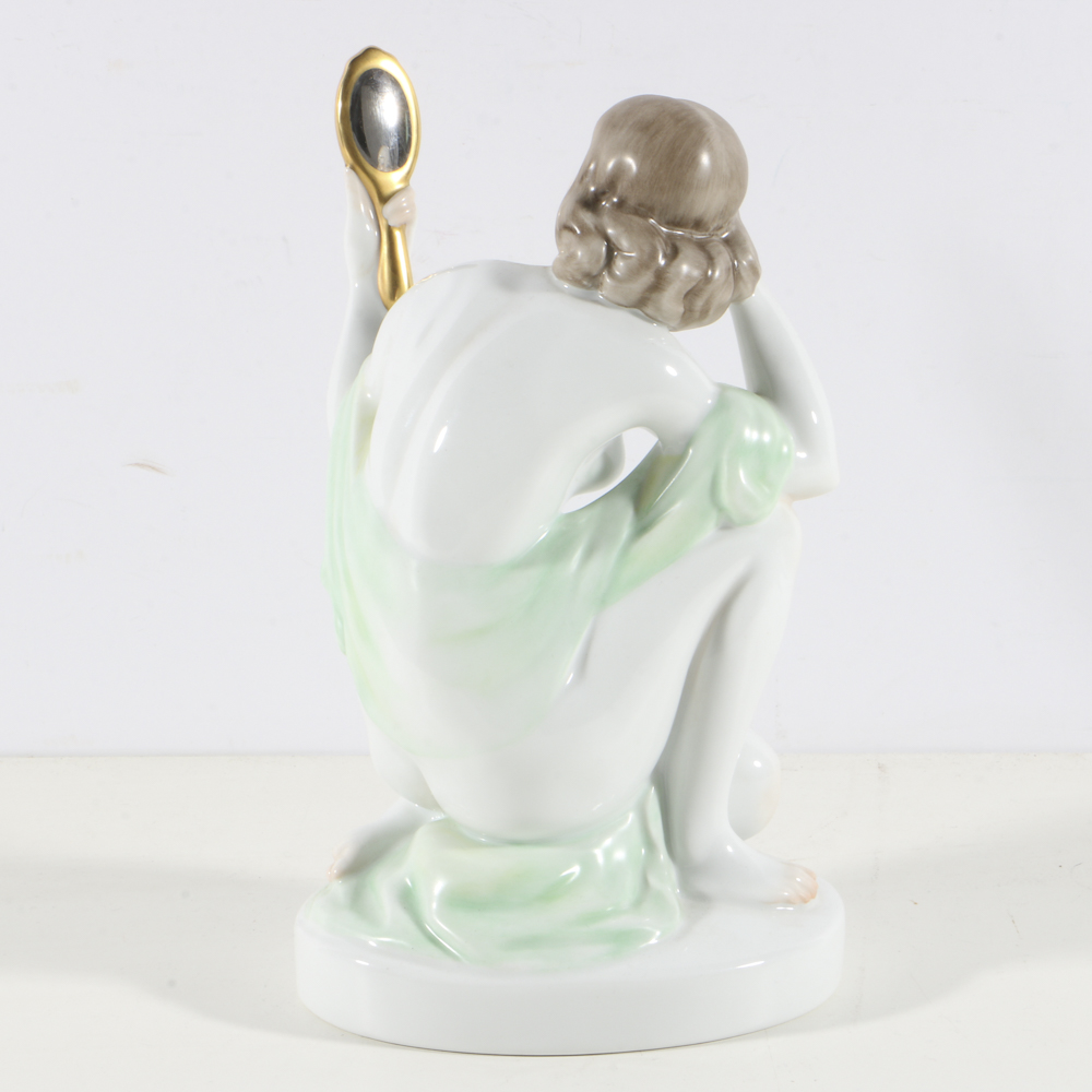 Herend Porcelain 150th Anniversary Figurine Woman with a Mirror