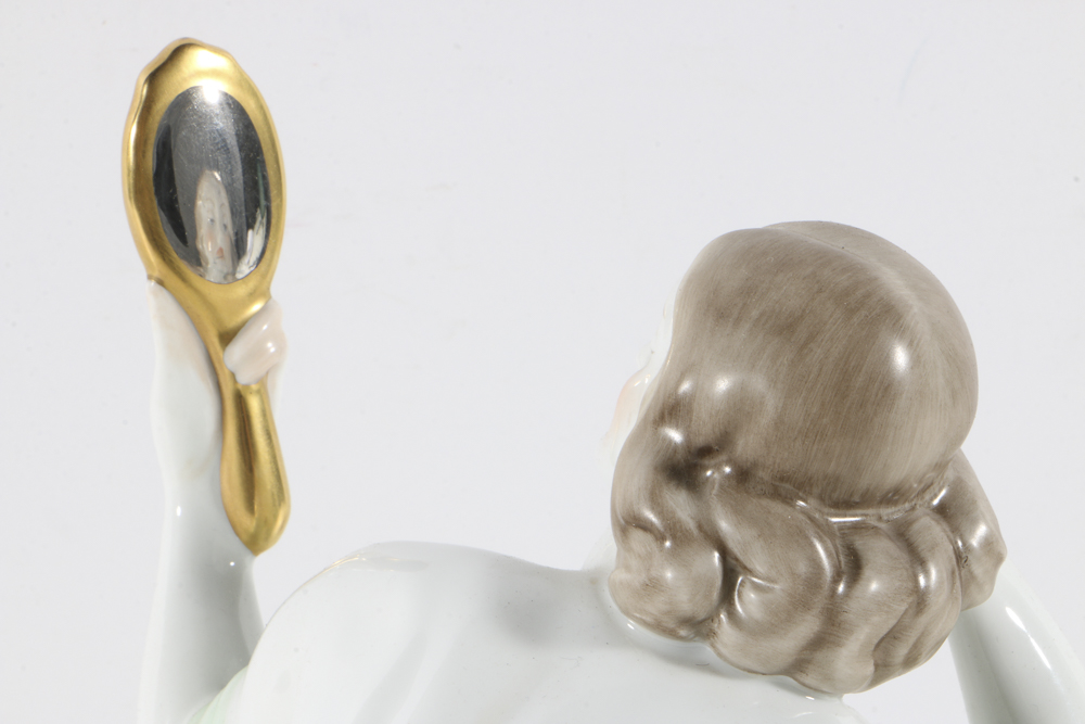 Herend Porcelain 150th Anniversary Figurine Woman with a Mirror