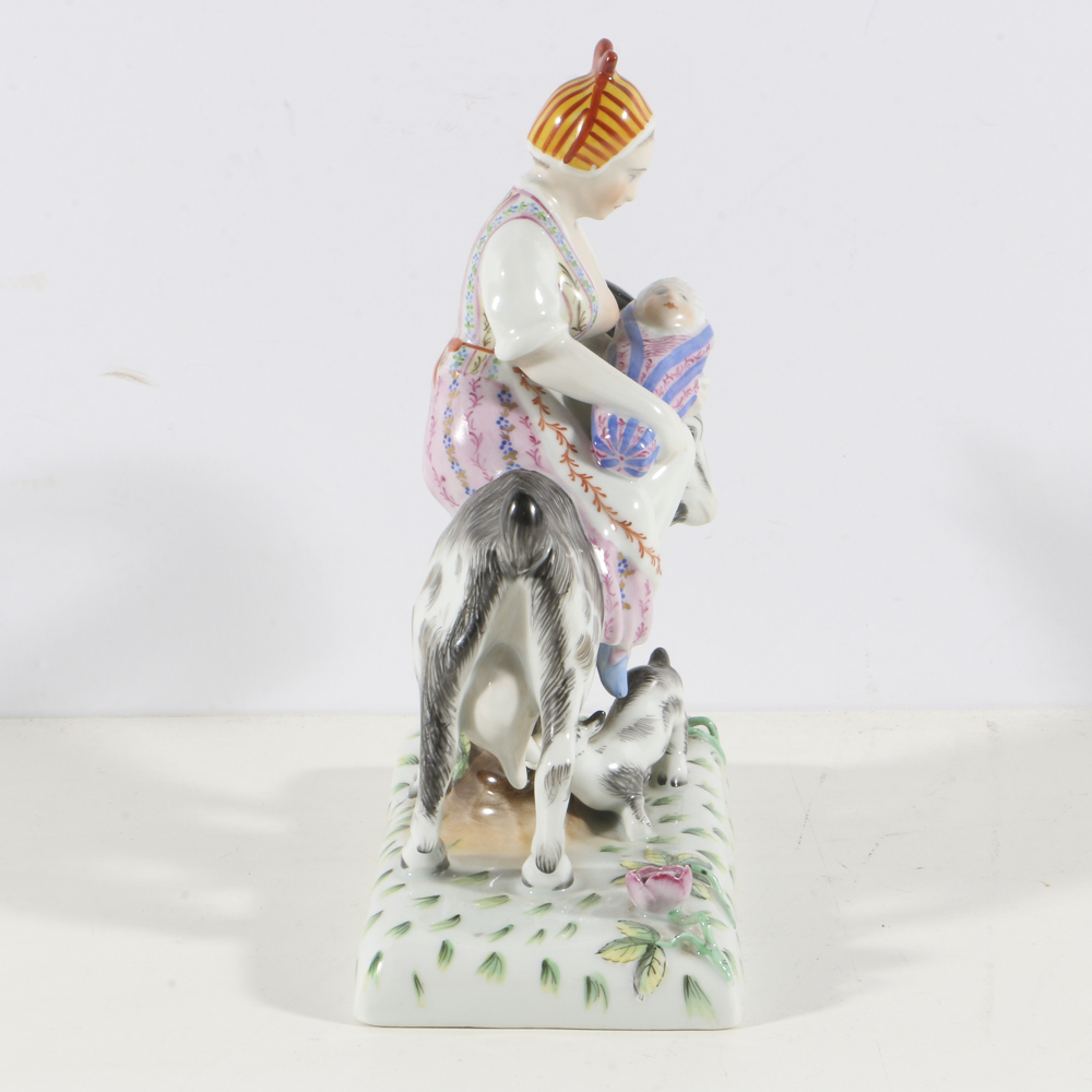 Herend Porcelain Figurine Woman on a Goat Breastfeeding