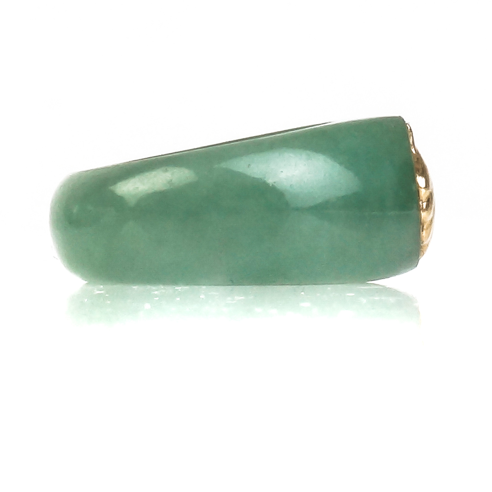 Jadeite Jade Ring with 14K Yellow Gold Clam Shell Embellishment
