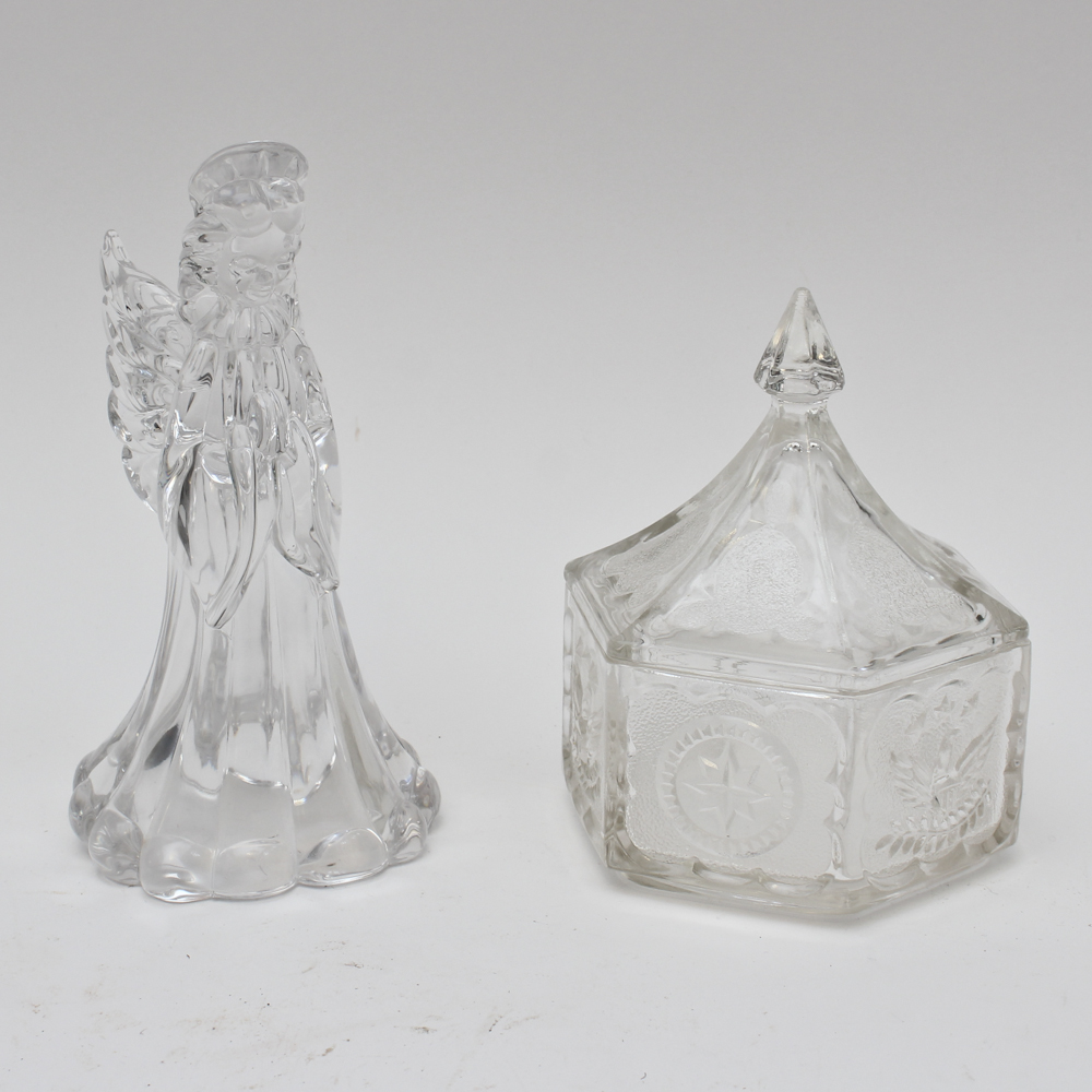Glass Angel Candleholder and Candy Dish