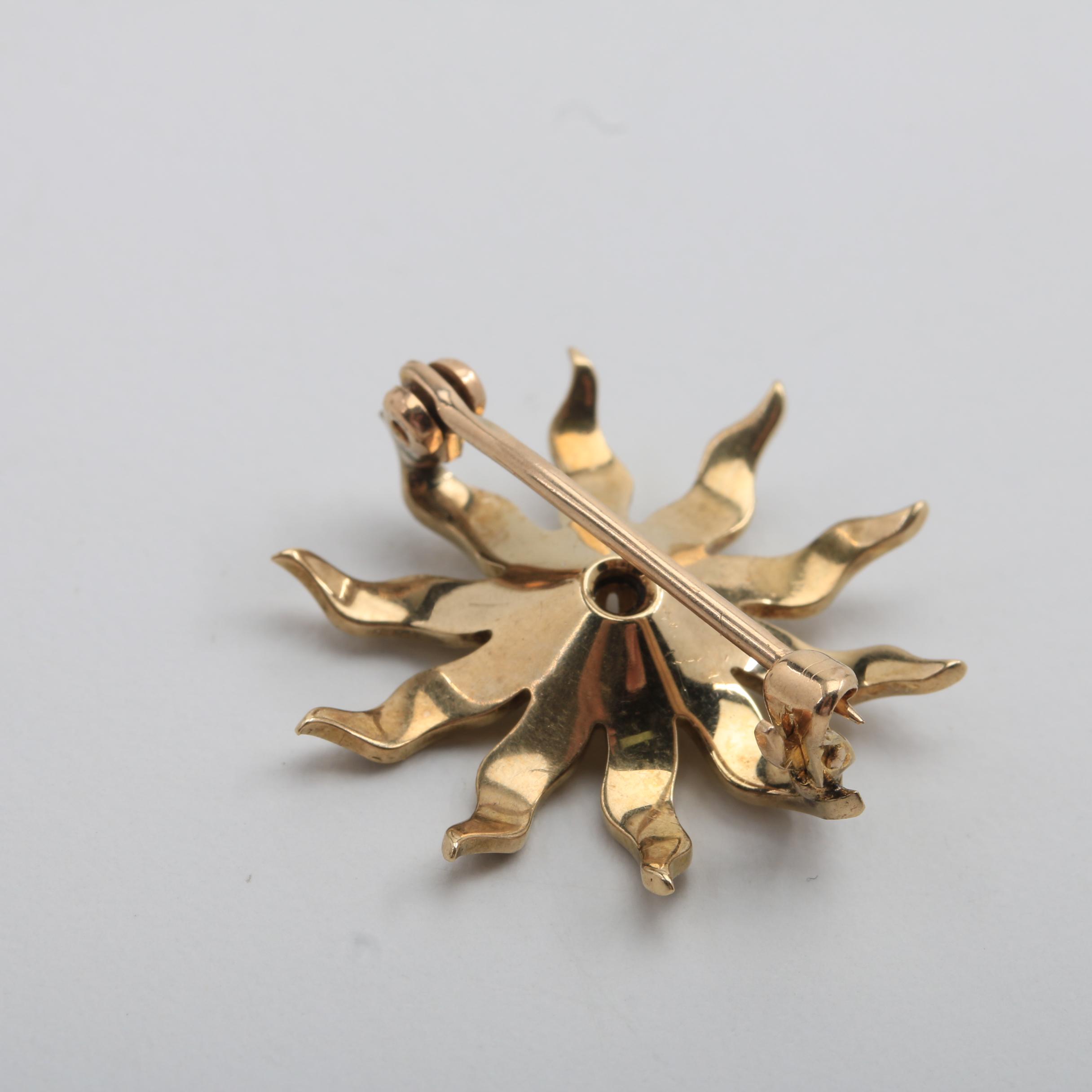 Two 10K Yellow Gold Brooches