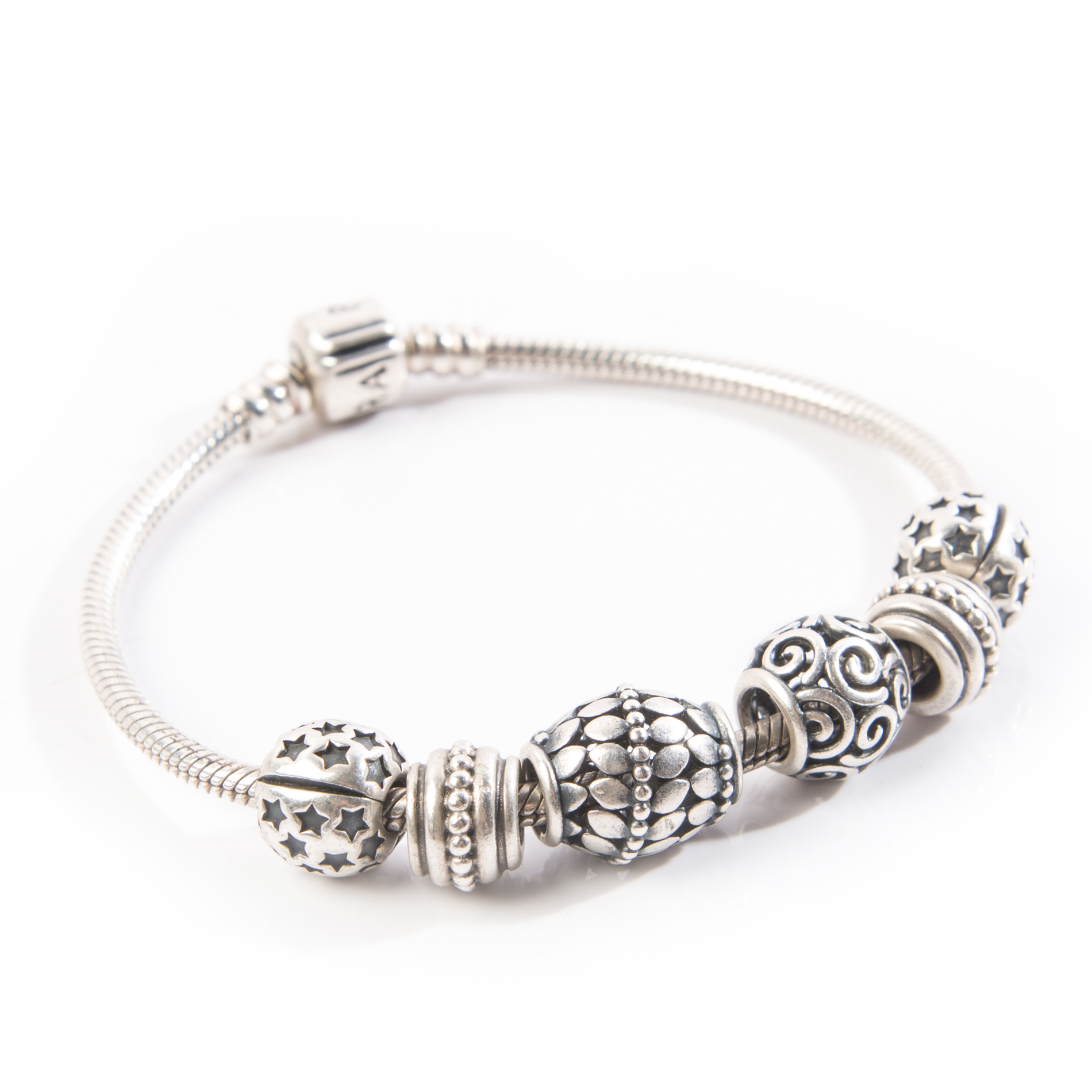 Sterling Silver Pandora Charm Bracelet