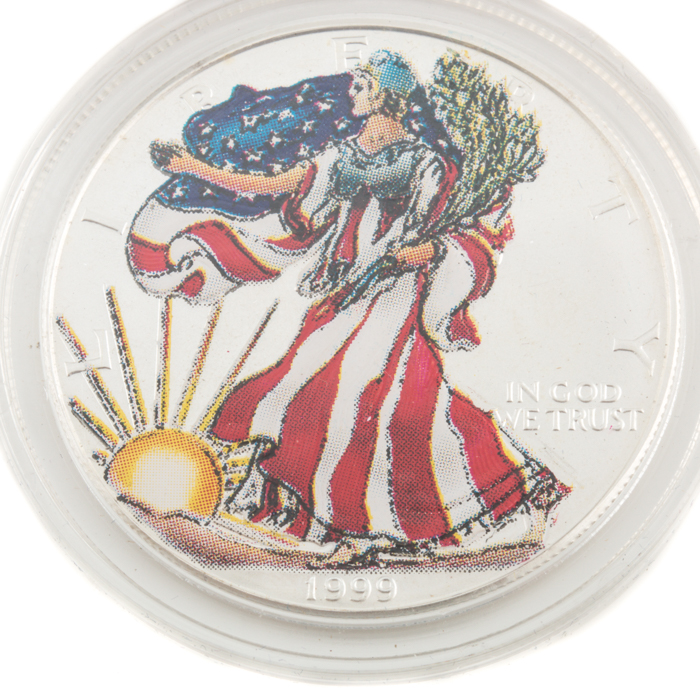 Colorized 1999 Walking Liberty Silver Eagle Bullion Coin