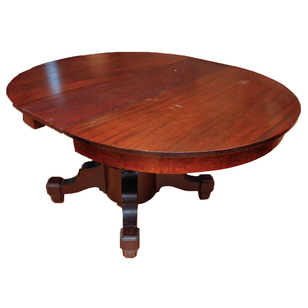 Vintage Single-Pedestal Mahogany Dining Table