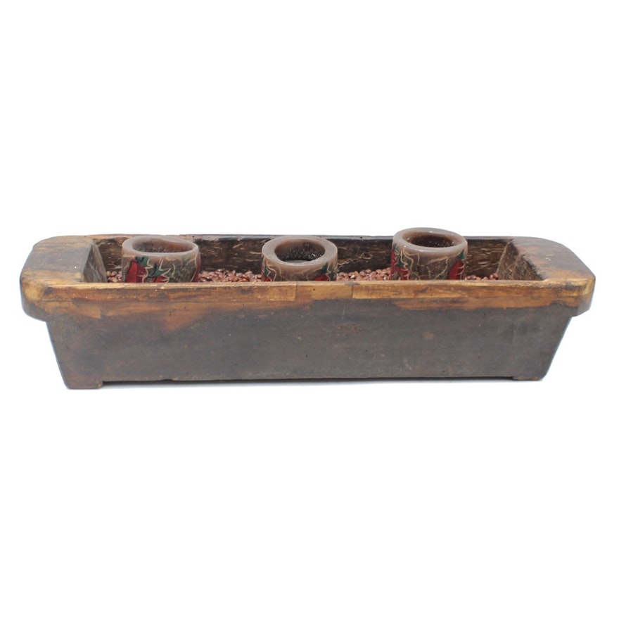 Rustic Wooden Candle Tray