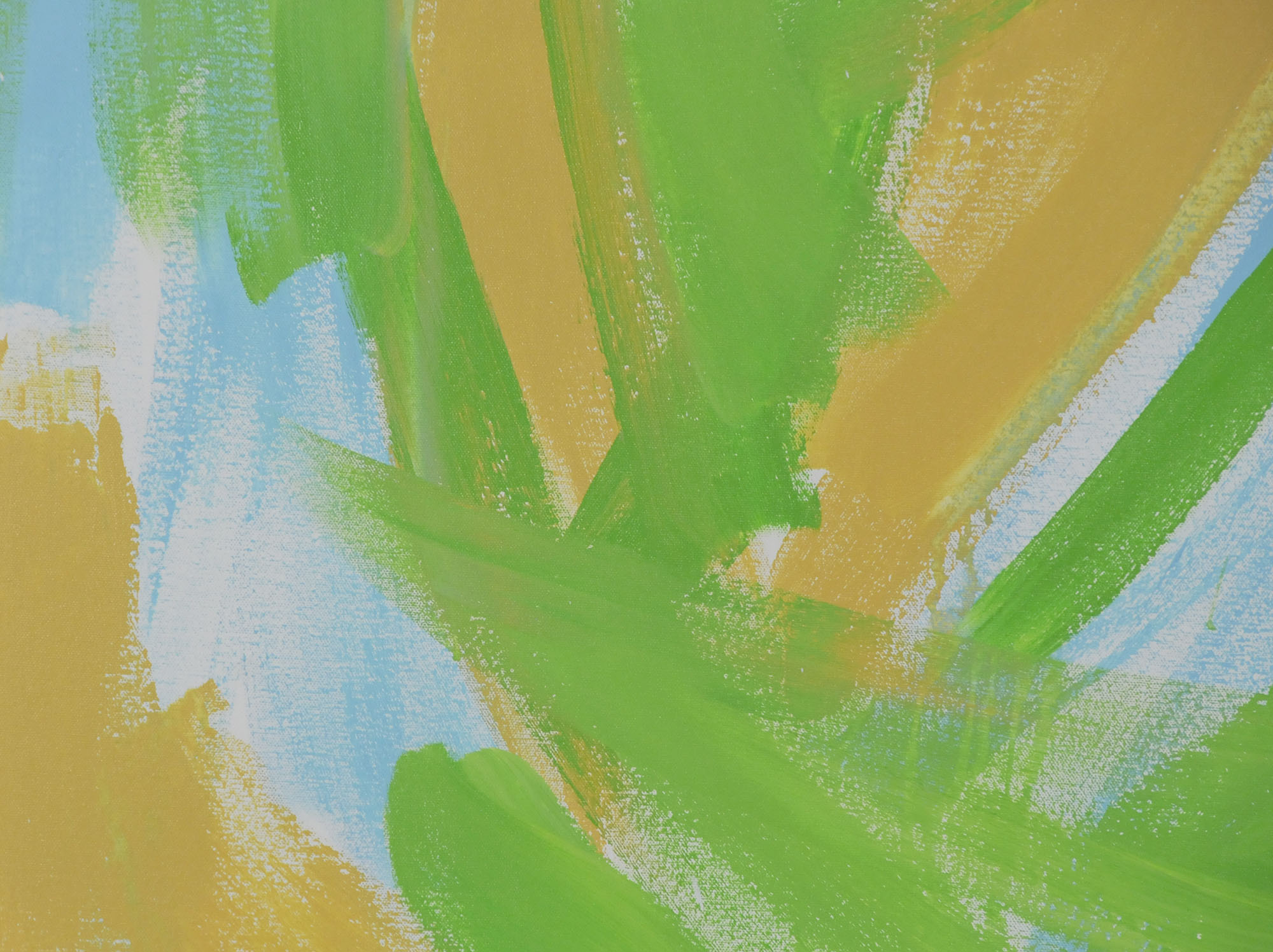 J. Popolin Original Acrylic on Canvas "Green Light Blue Ochre Fields"