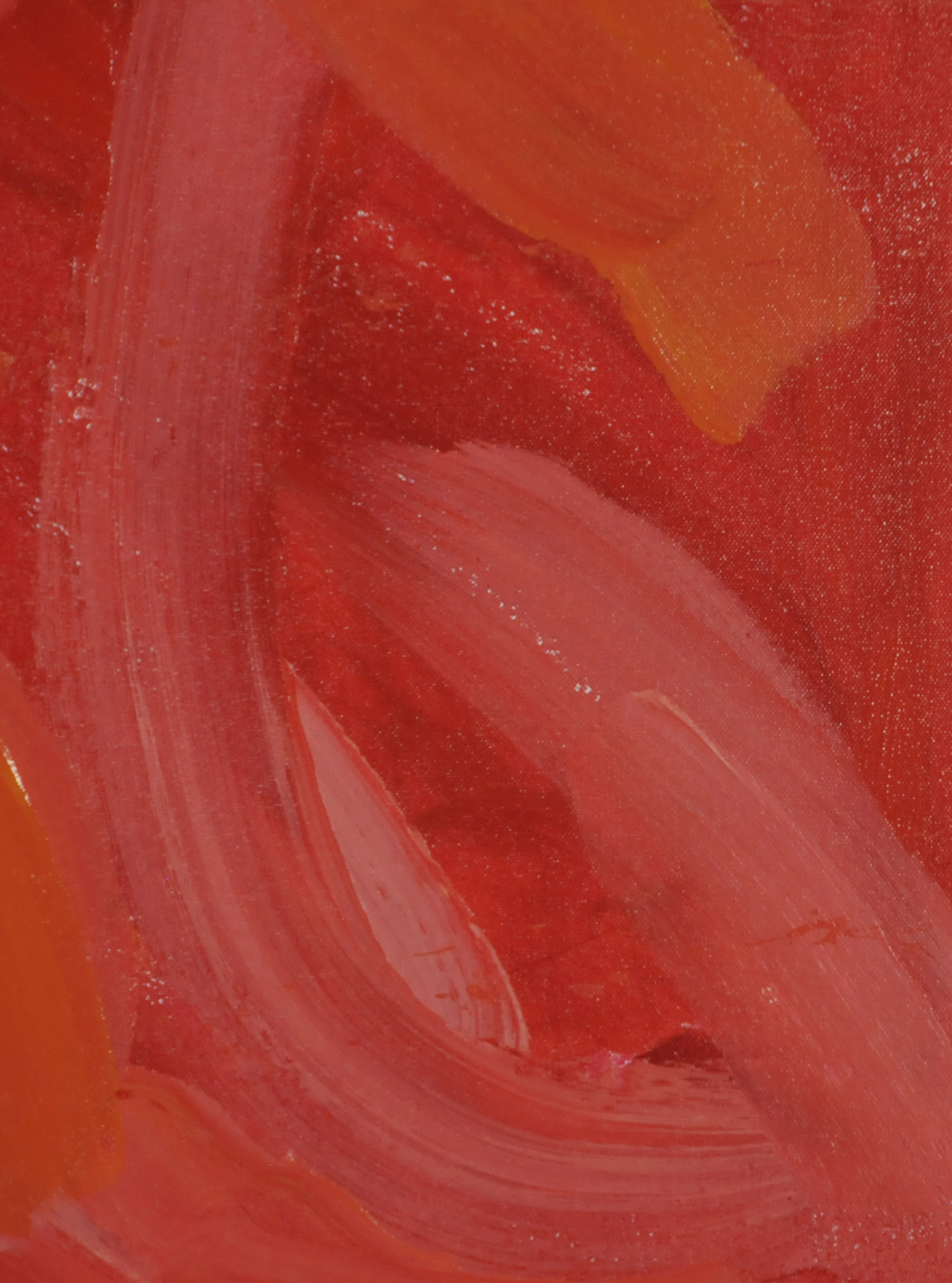 J. Popolin Original Acrylic on Canvas "Red Orange Fields"