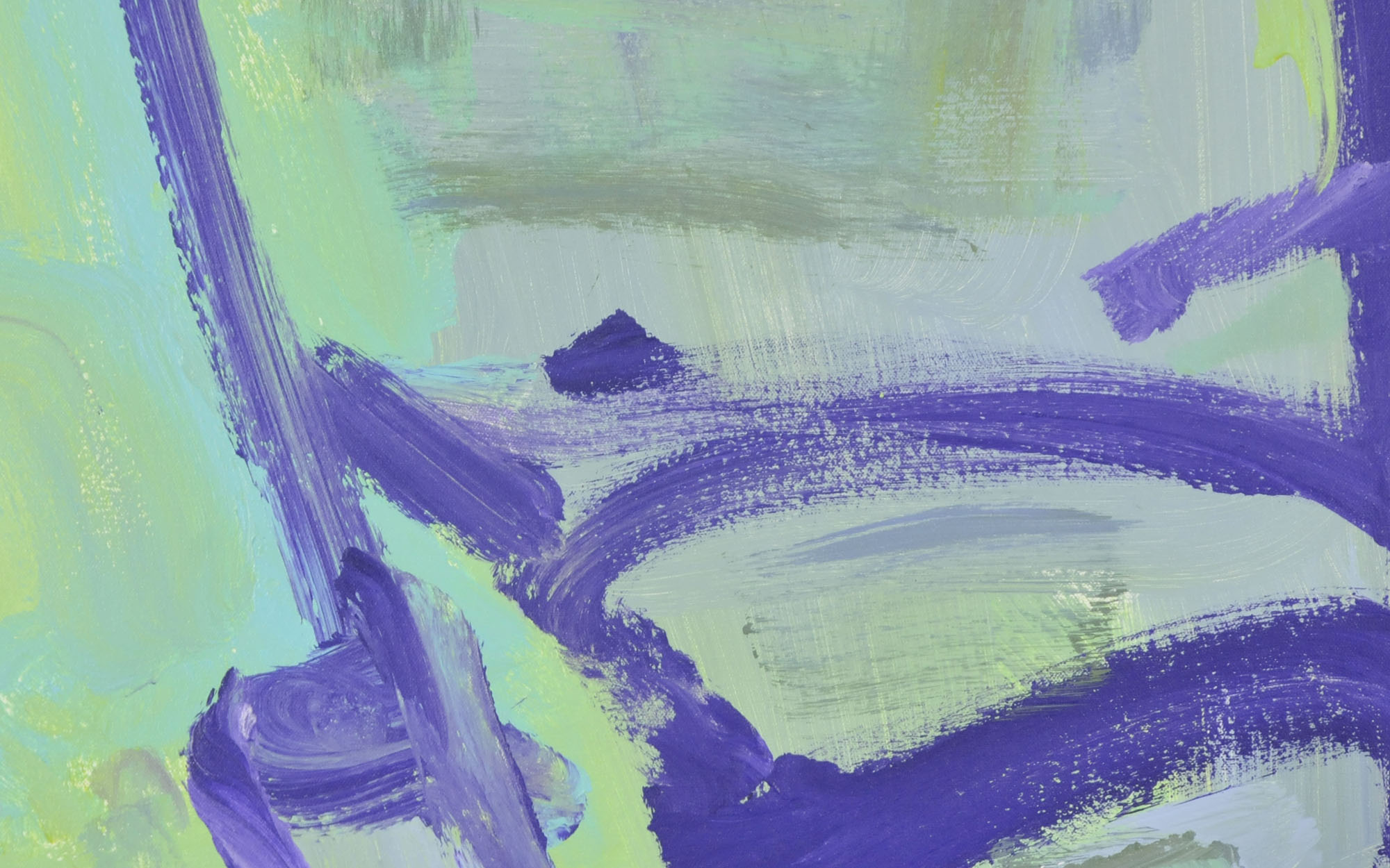 Robbie Kemper Original Acrylic on Canvas "Greens with Purple Shape"