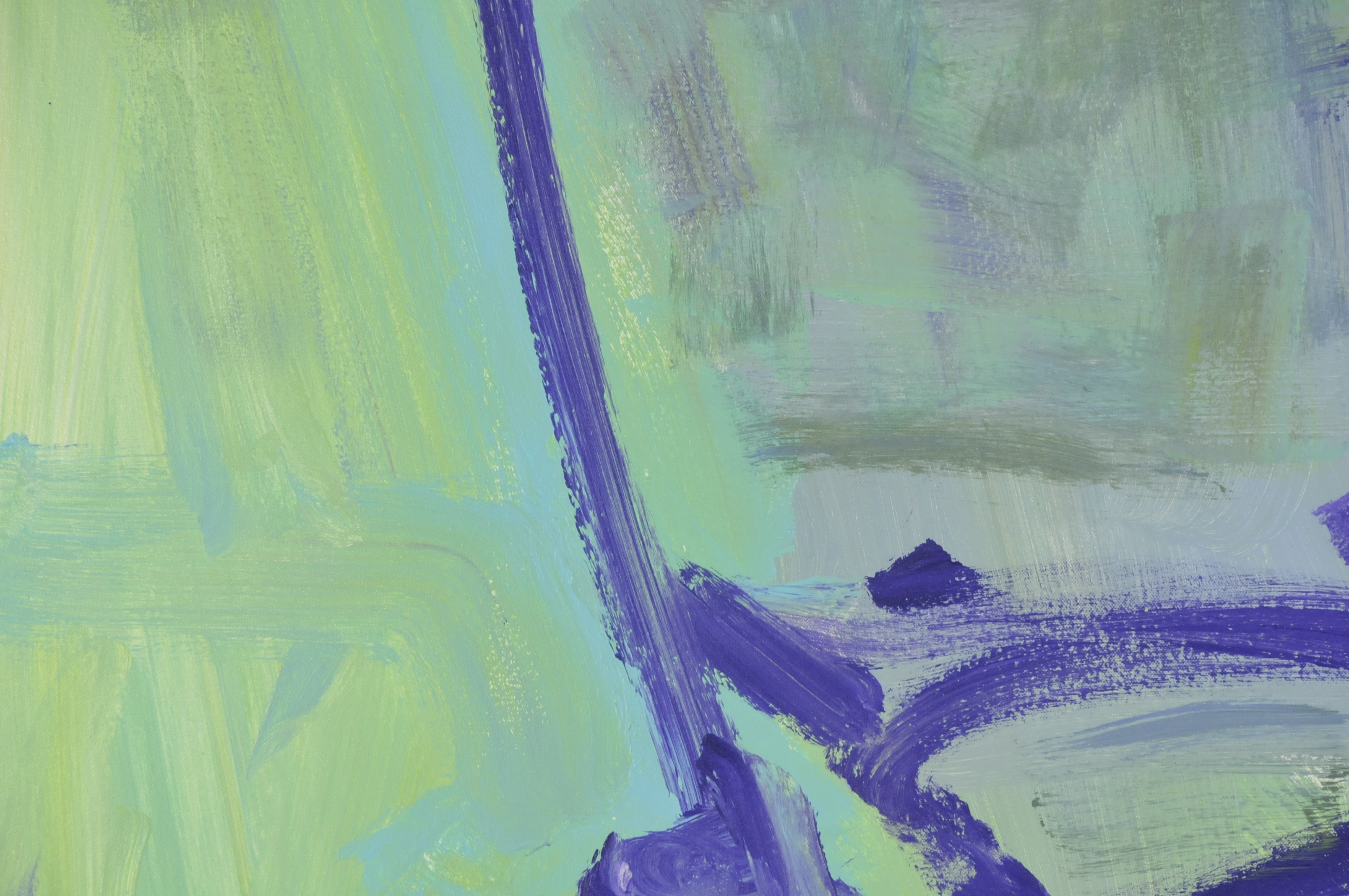 Robbie Kemper Original Acrylic on Canvas "Greens with Purple Shape"