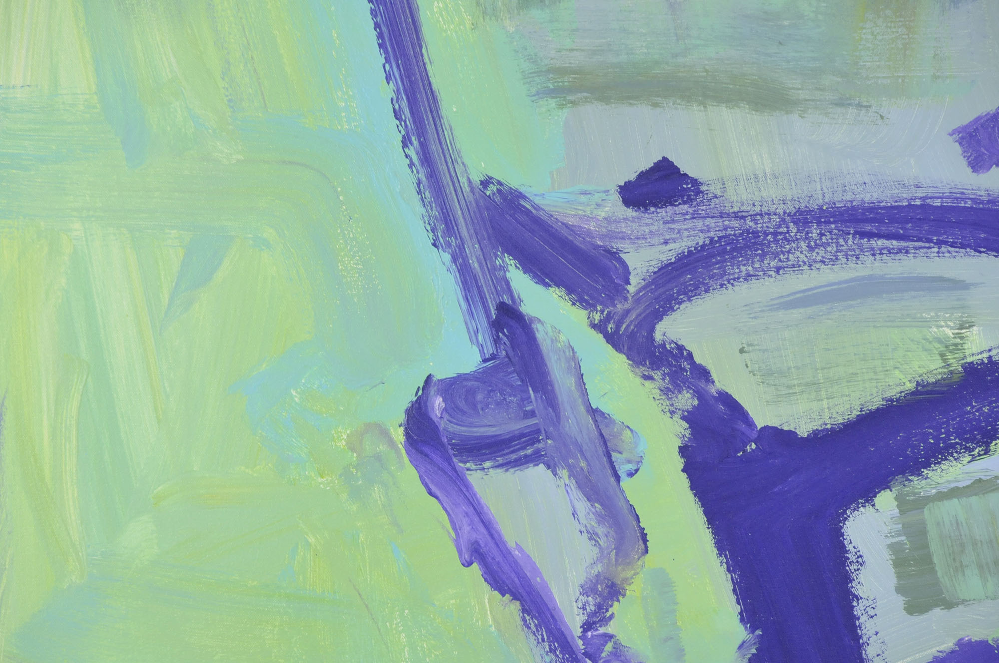 Robbie Kemper Original Acrylic on Canvas "Greens with Purple Shape"